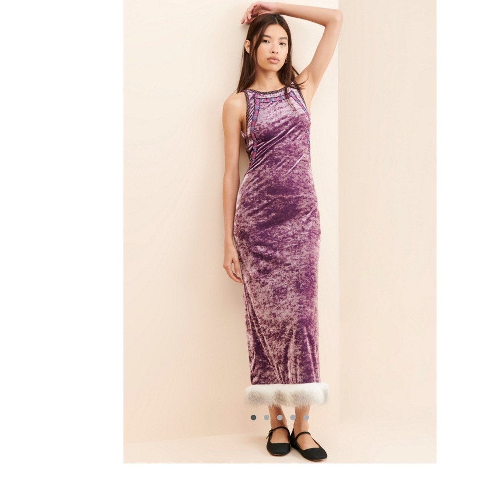 Anna Sui Princess Amber Purple Velvet Maxi Dress size large